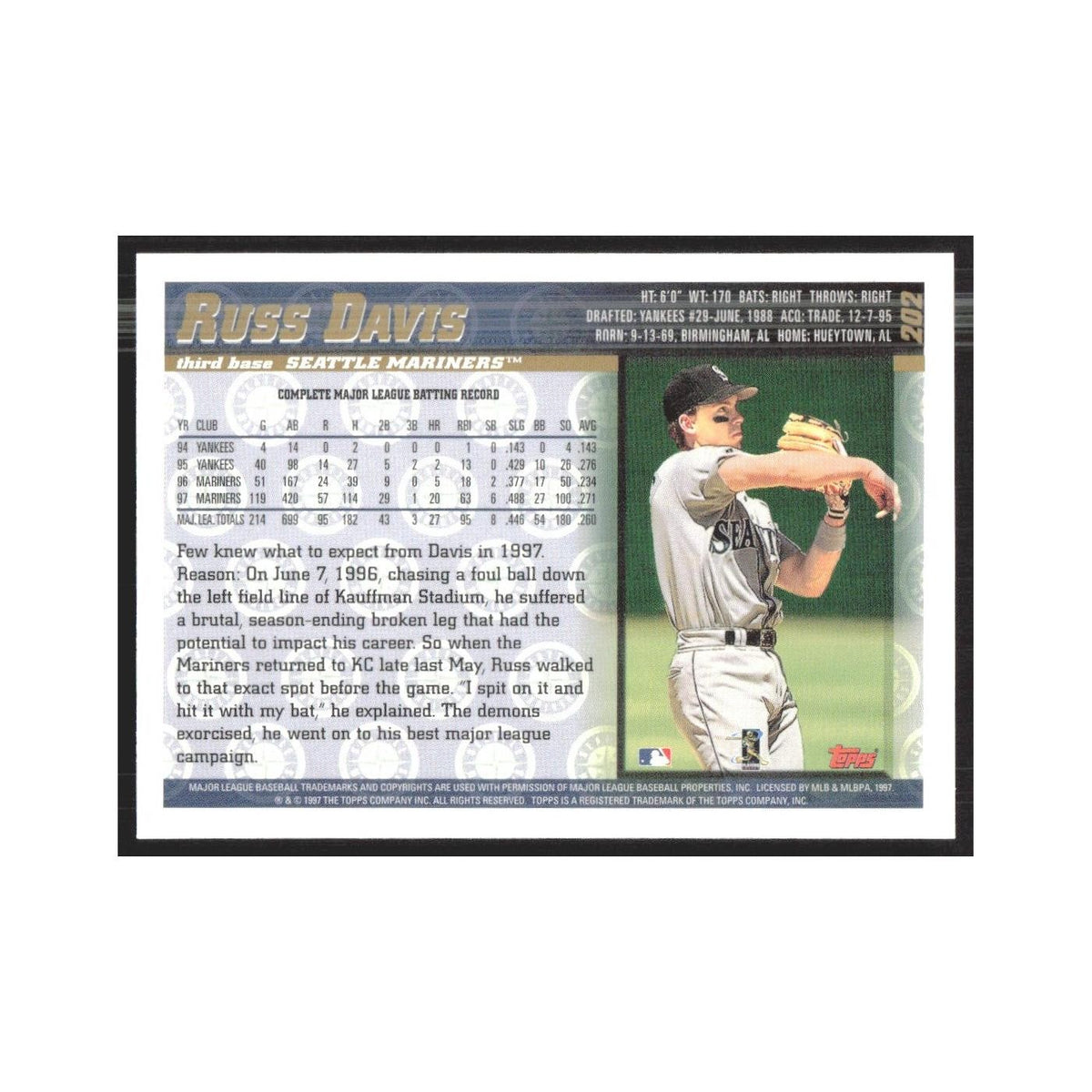 1998 Topps Russ Davis Mariners #202