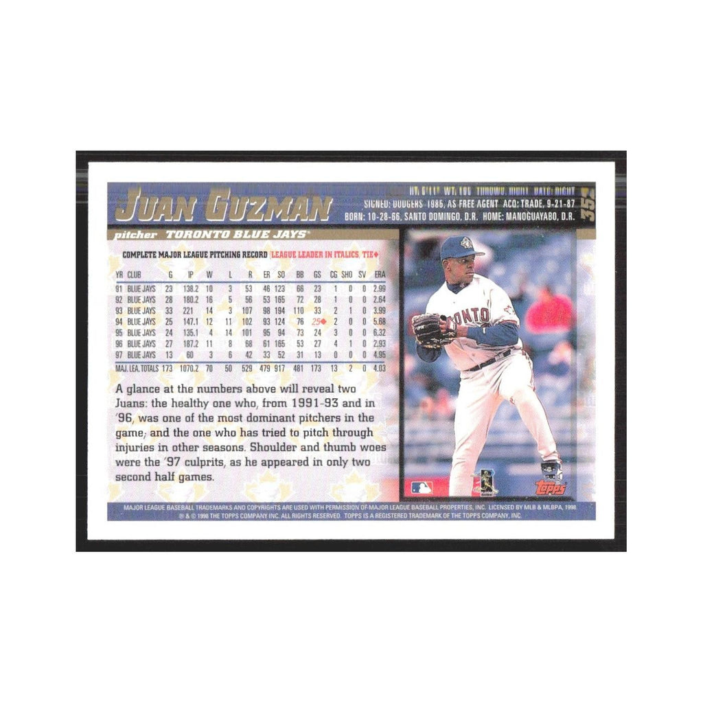 1998 Topps Juan Guzman Blue Jays #352