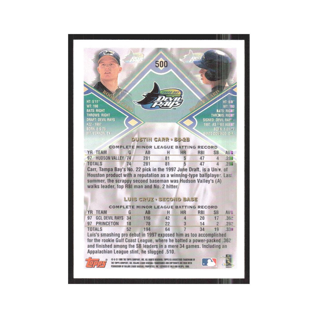 1998 Topps Dustin Carr/Luis Cruz Rays #500