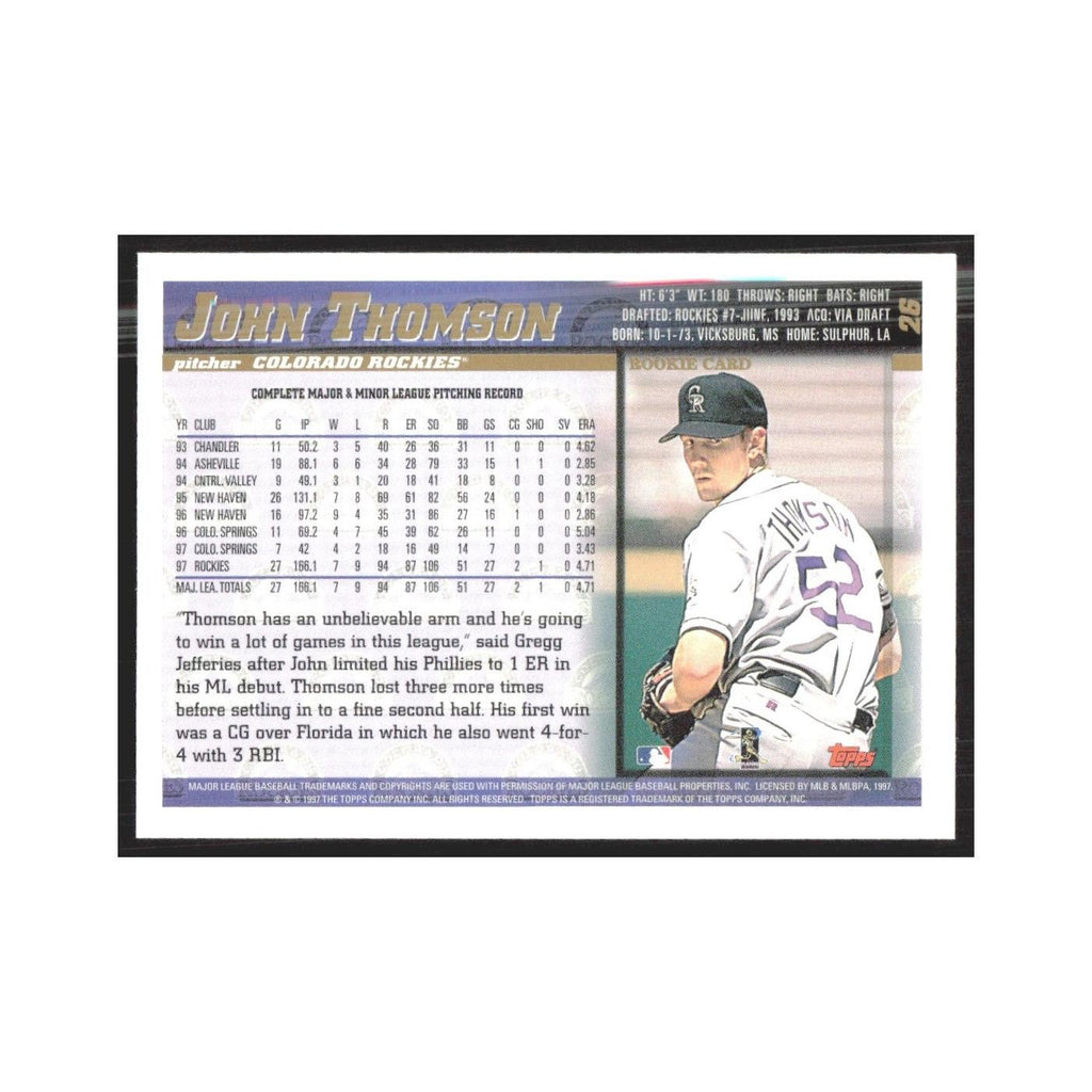 1998 Topps John Thomson Rockies #26