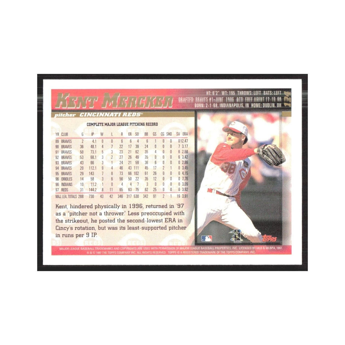 1998 Topps Kent Mercker Reds #124