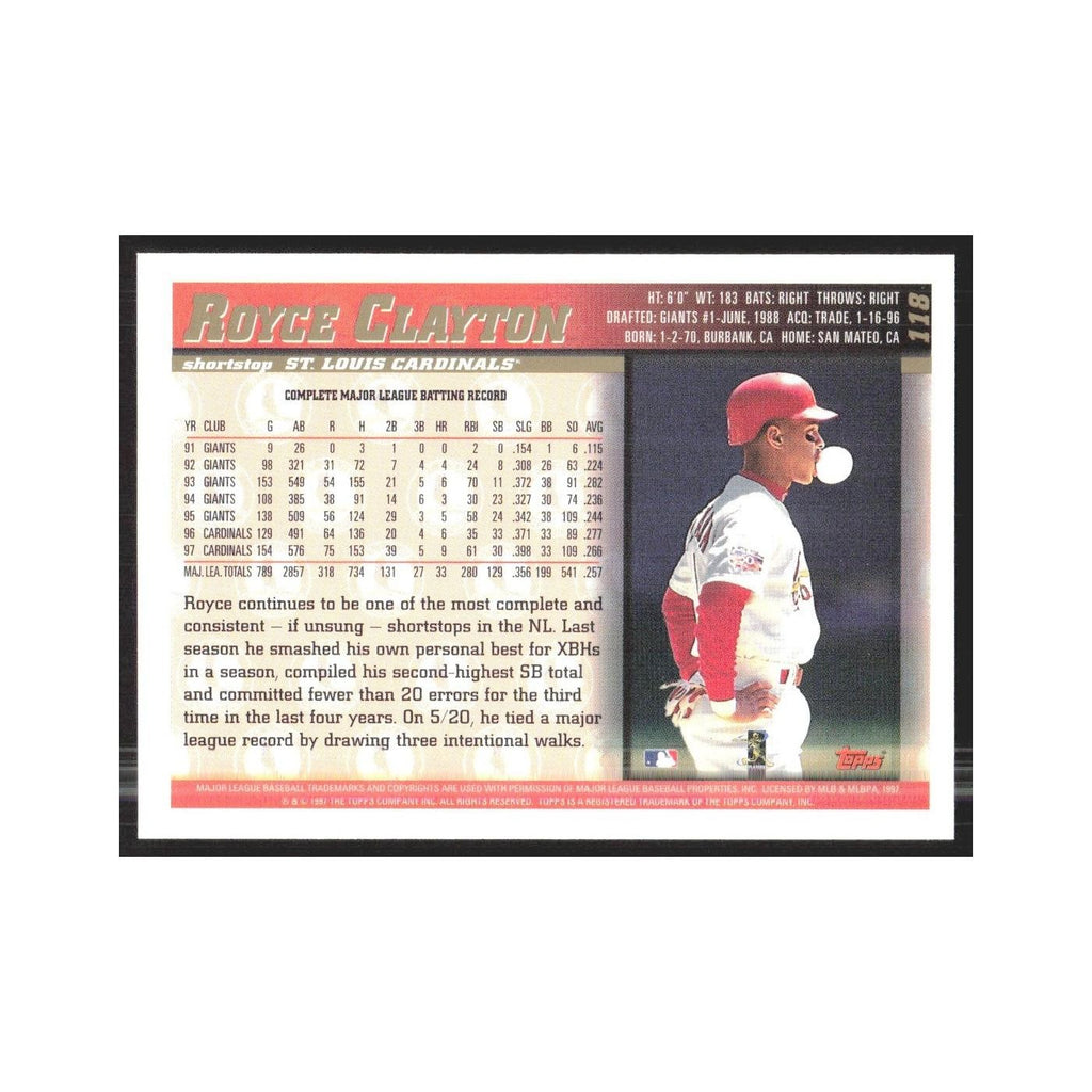 1998 Topps Royce Clayton Cardinals #118