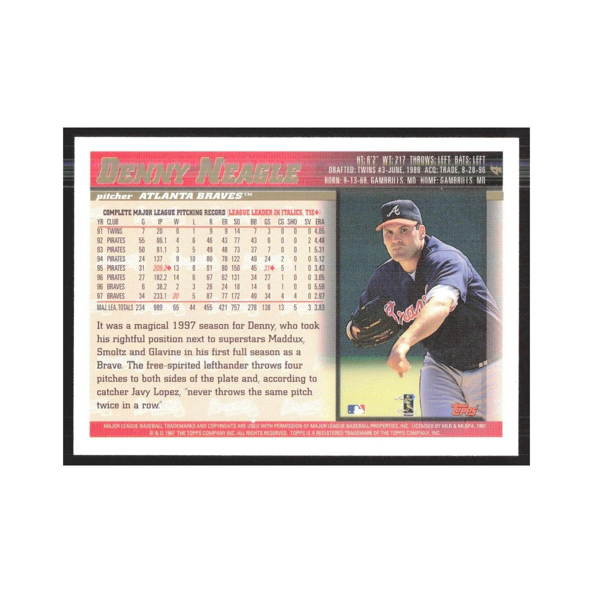 1998 Topps Denny Neagle Braves #4