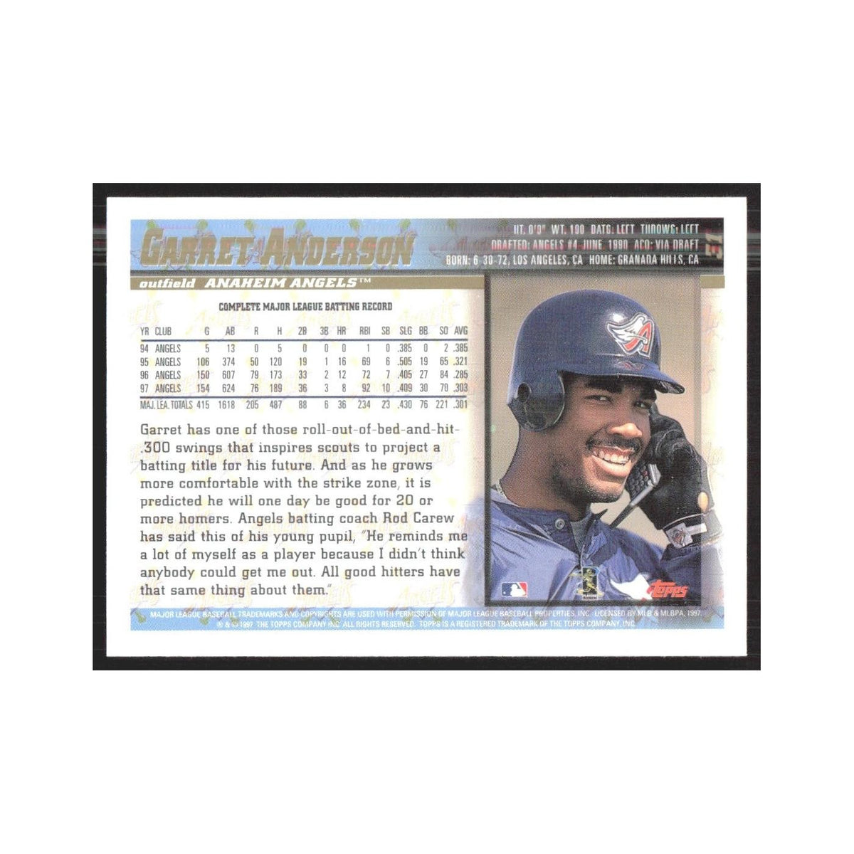 1998 Topps Garret Anderson Angels #31