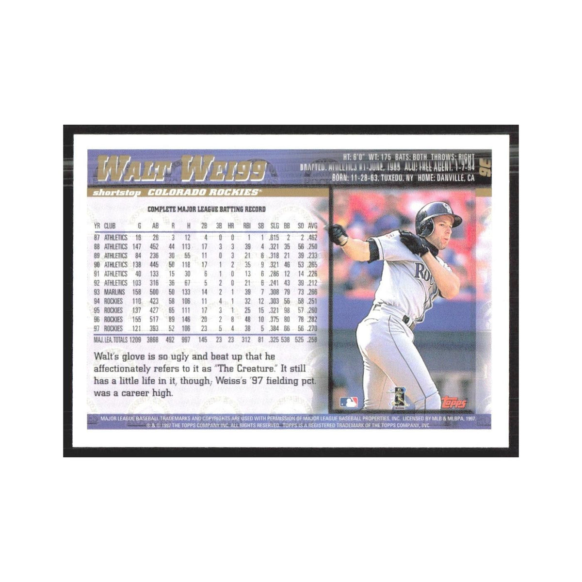 1998 Topps Walt Weiss Rockies #96