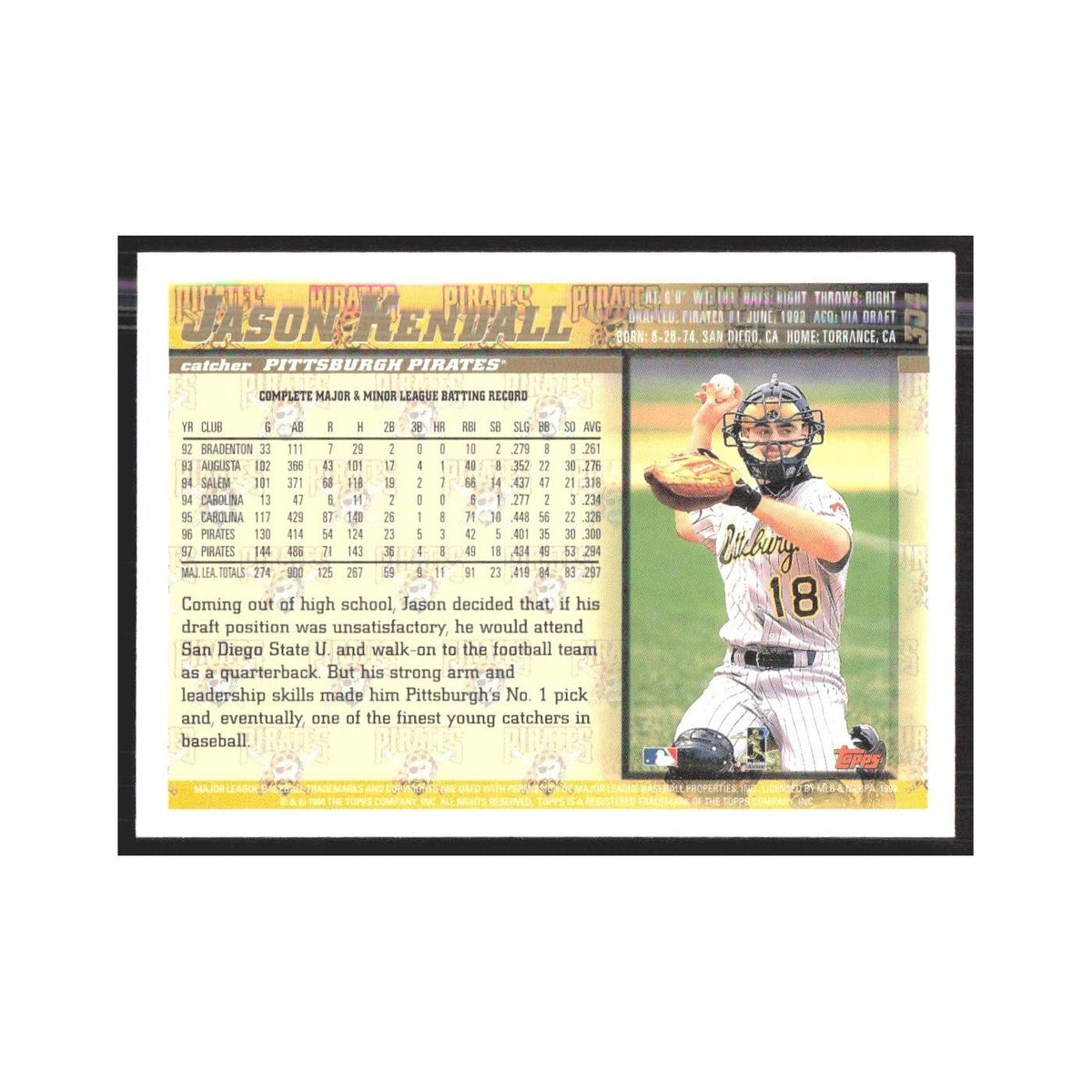 1998 Topps Jason Kendall Pirates #304