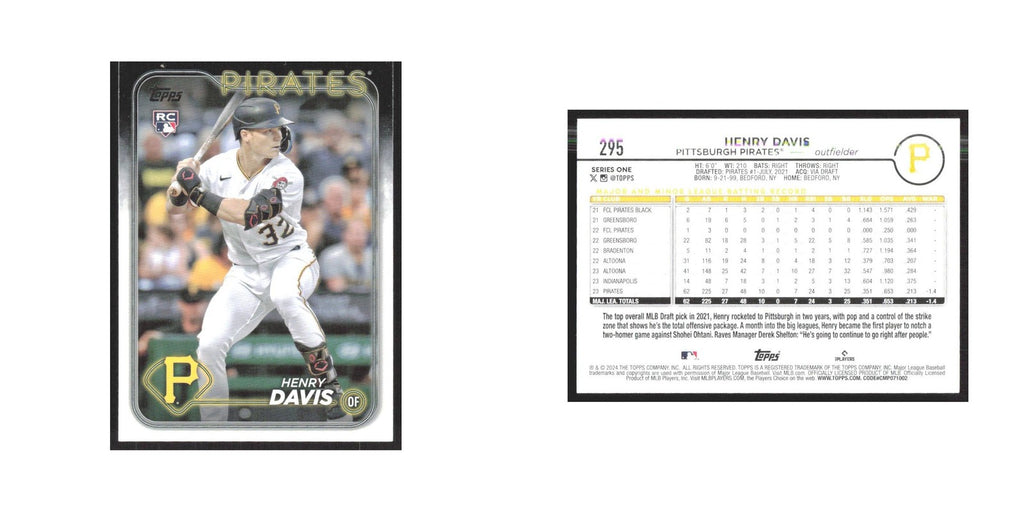 2024 Topps Henry Davis RC Pirates #295
