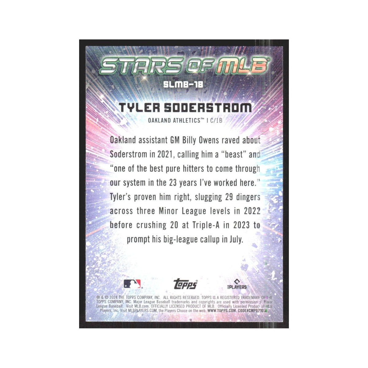 2024 Topps Tyler Soderstrom RC Athletics #SLMB-18