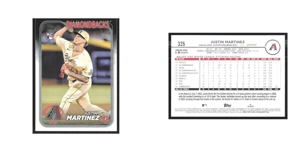 2024 Topps Justin Martinez RC Diamondbacks #325