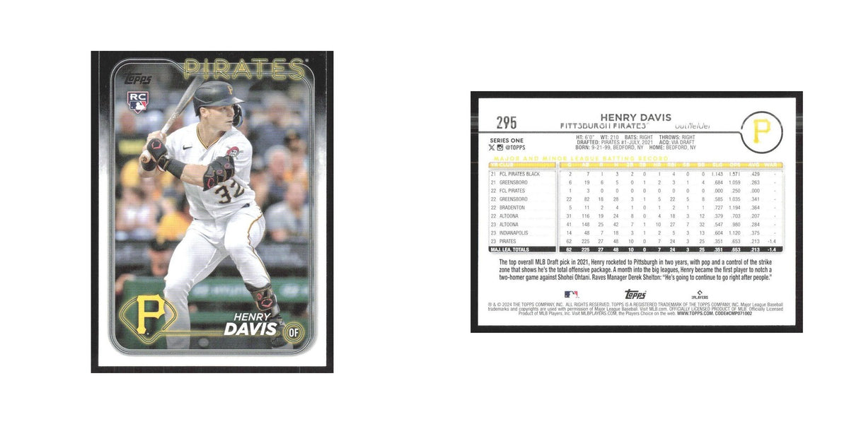 2024 Topps Henry Davis RC Pirates #295