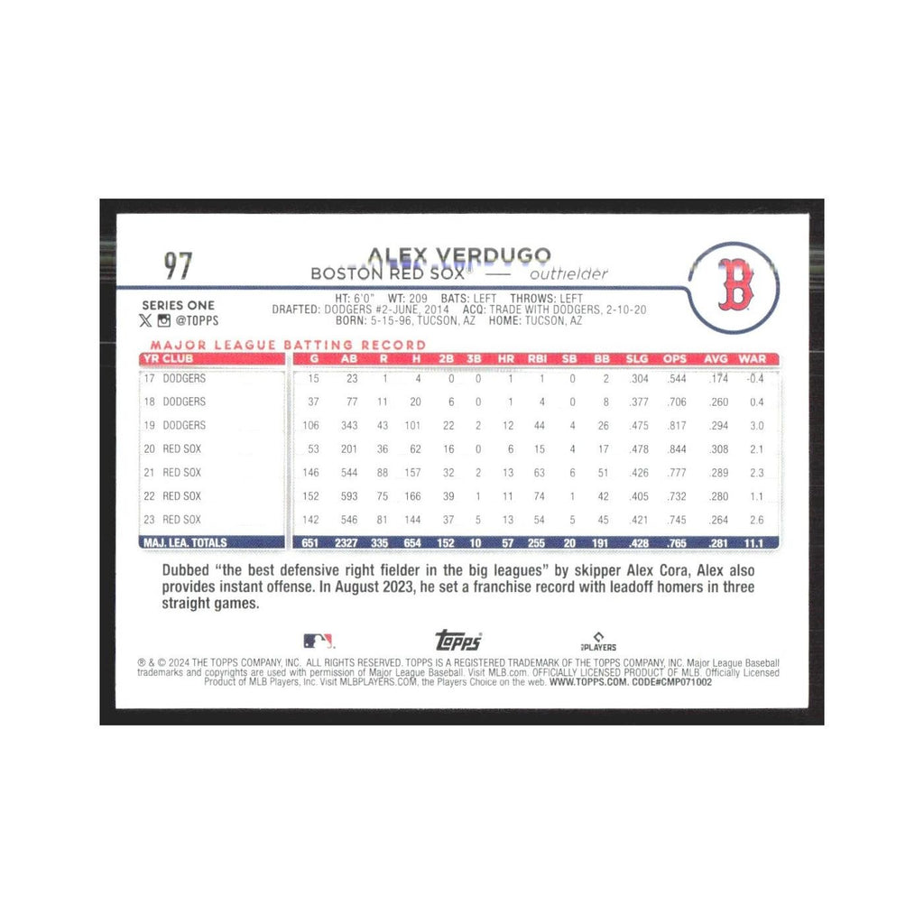2024 Topps Alex Verdugo Red Sox #97