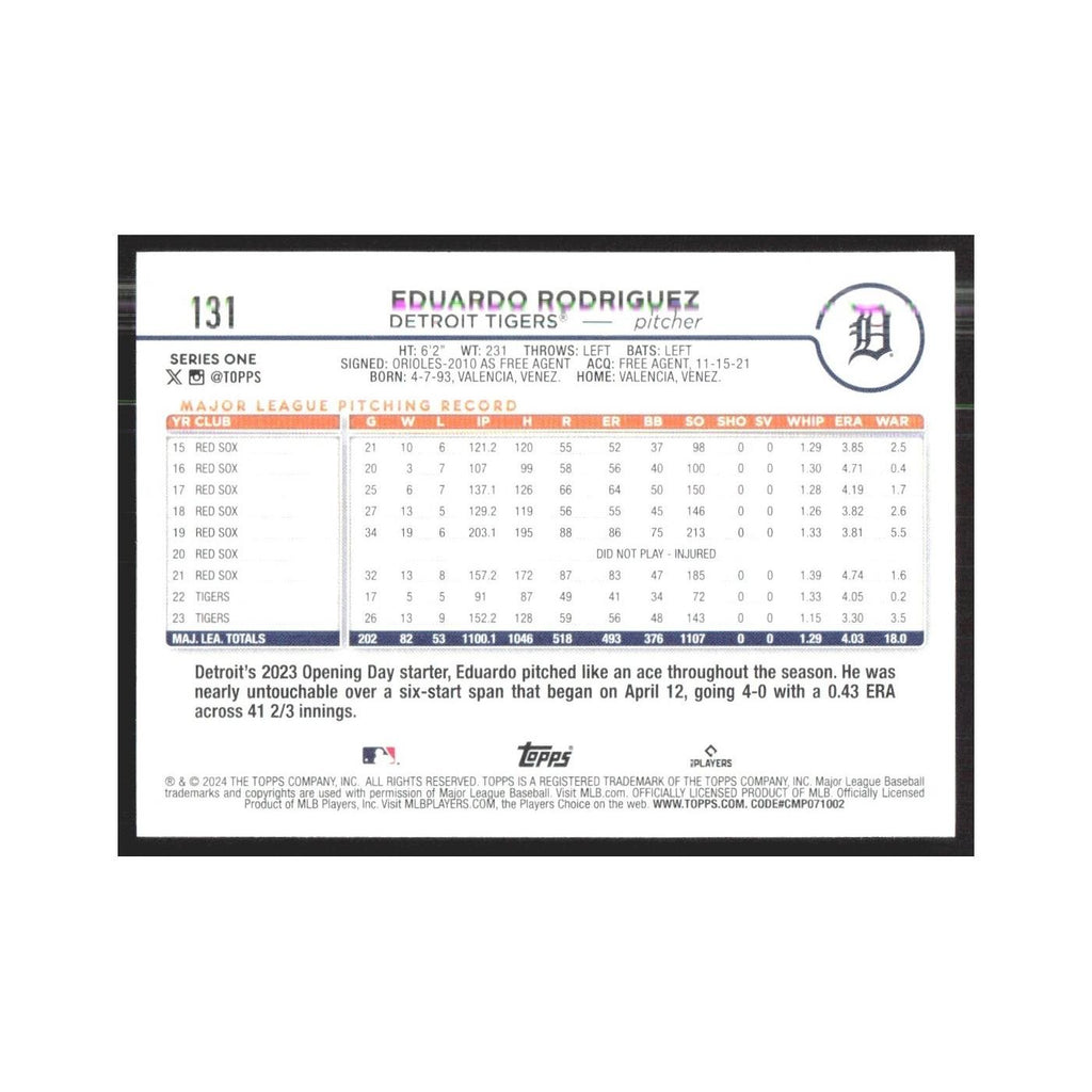 2024 Topps Eduardo Rodriguez Tigers #131