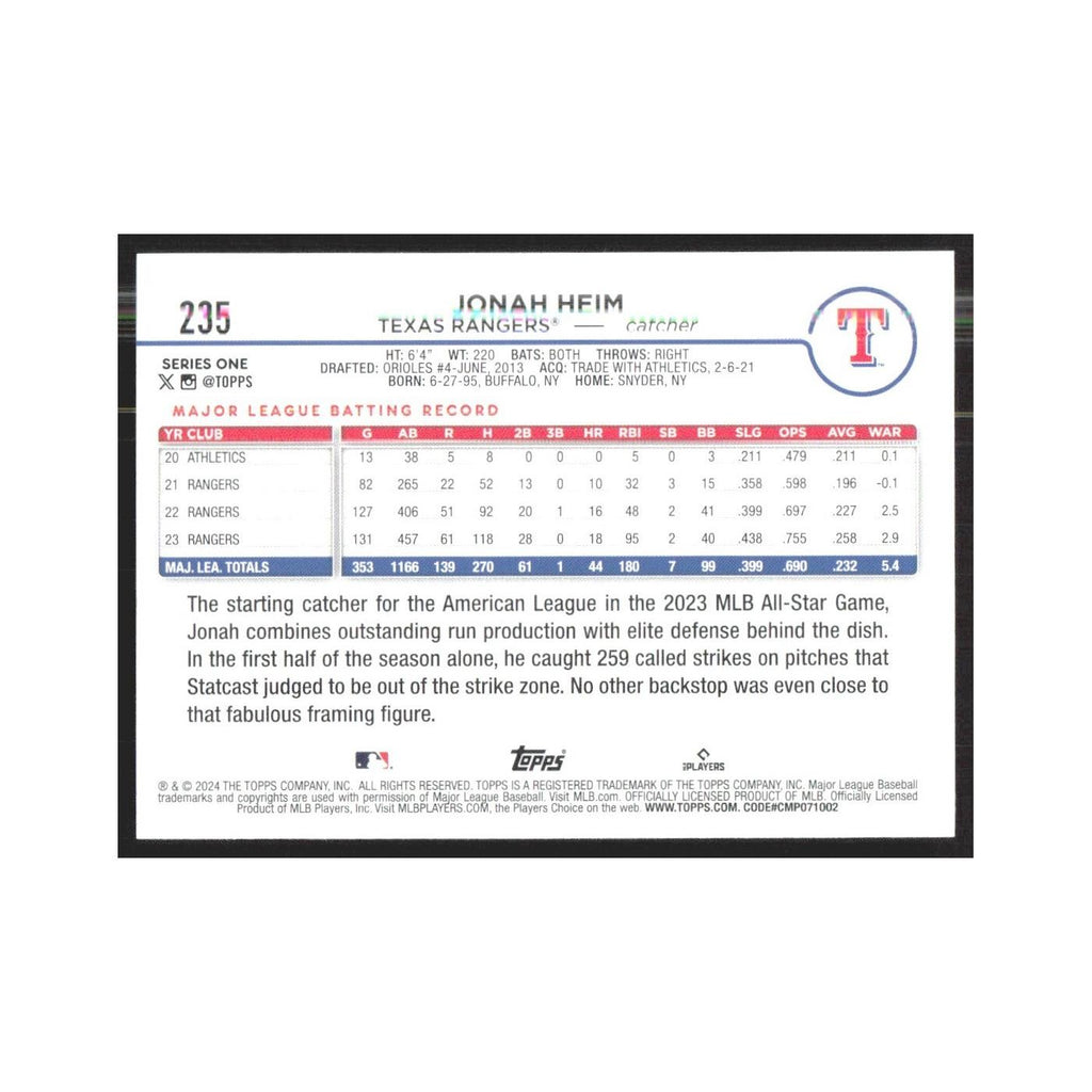 2024 Topps Jonah Heim Rangers #235