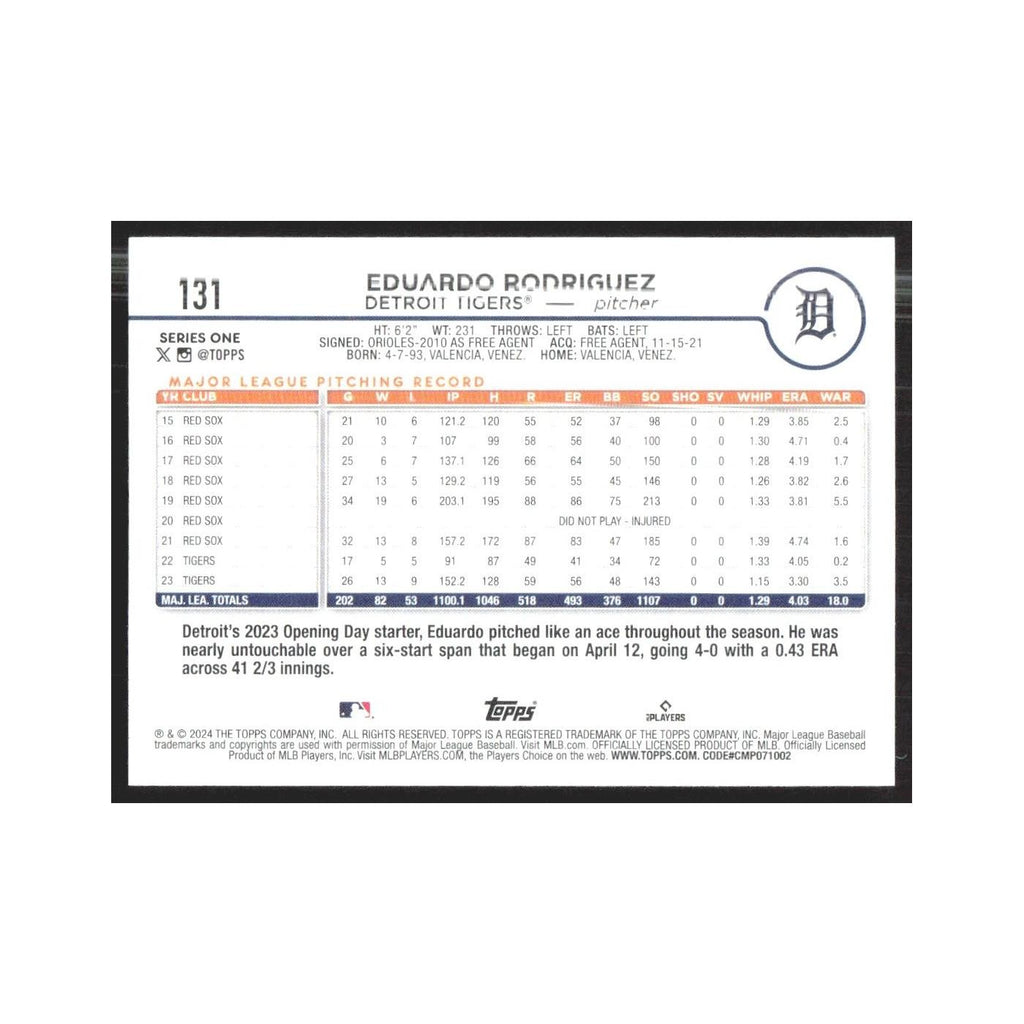 2024 Topps Eduardo Rodriguez Tigers #131