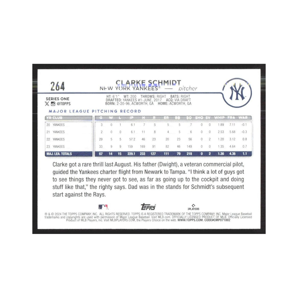2024 Topps Clarke Schmidt Yankees #264