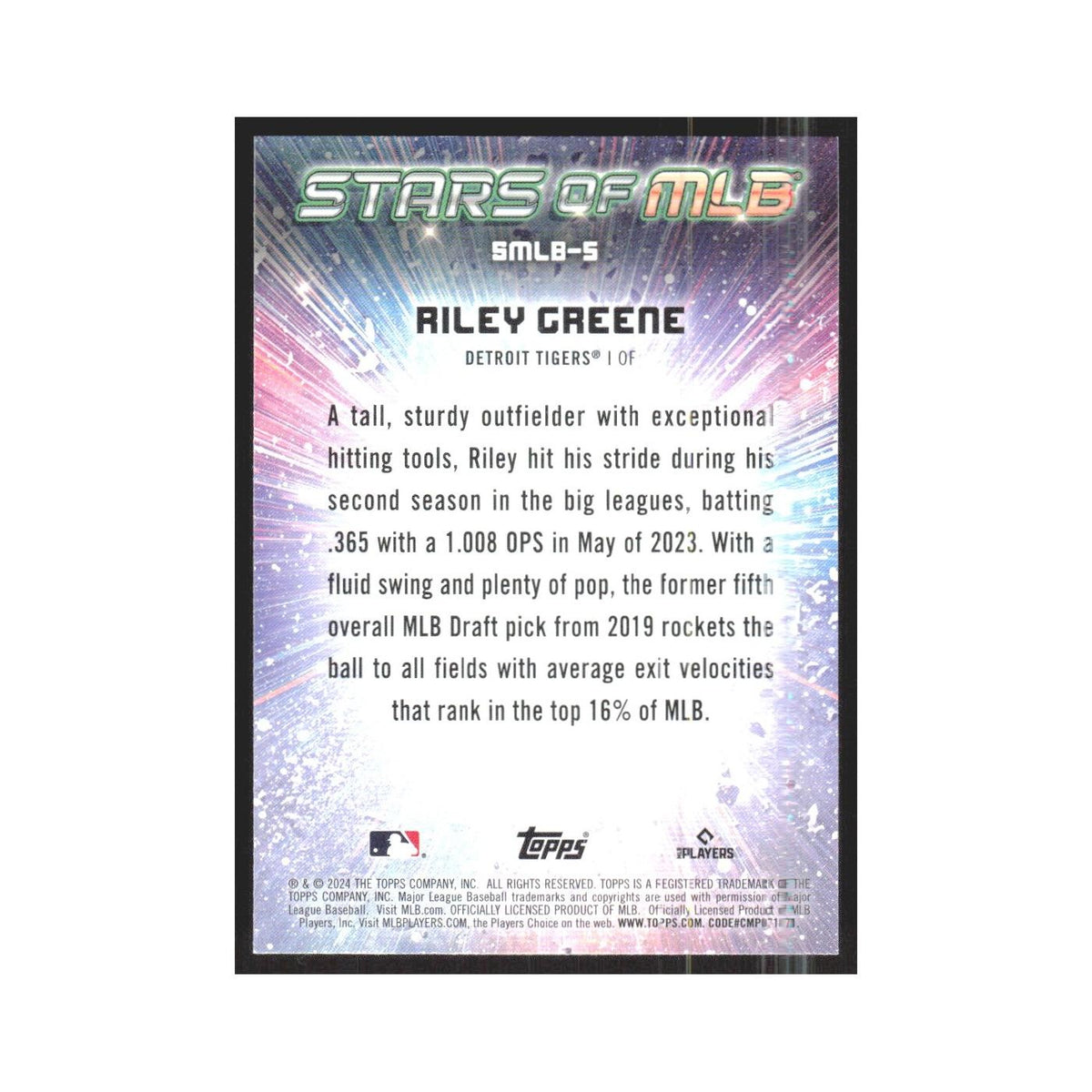 2024 Topps Riley Greene Tigers #SMLB-5