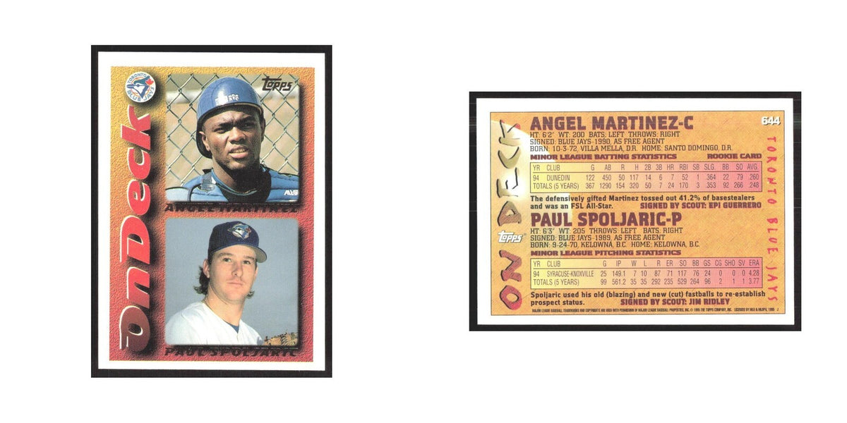 1995 Topps Angel Martinez/Paul Spoljaric Blue Jays #644