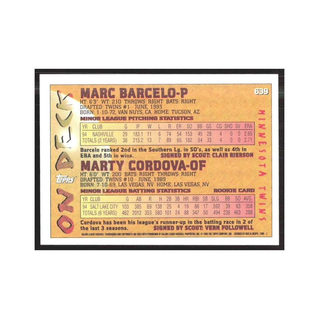 1995 Topps Marc Barcelo/Marty Cordova Tigers #639