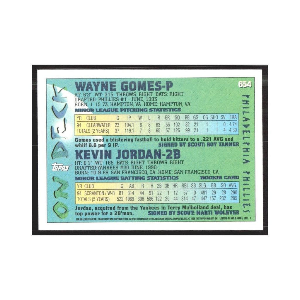 1995 Topps Wayne Gomes/Kevin Jordan Phillies #654