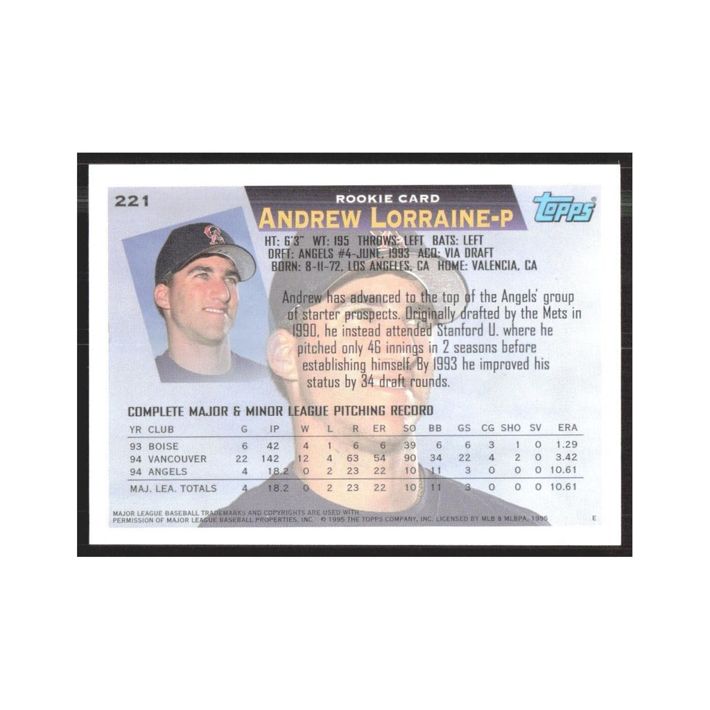 1995 Topps Andrew Lorraine RC Angels #221
