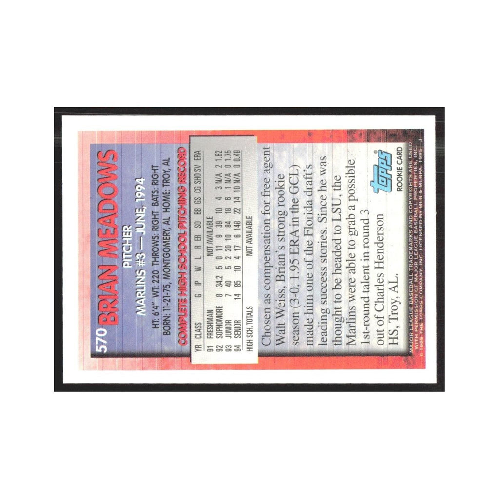 1995 Topps Brian Meadows Florida Marlins #570