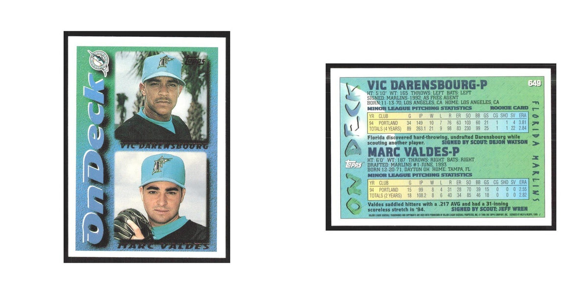 1995 Topps Vic Darensbourg/Marc Valdes Florida Marlins #649