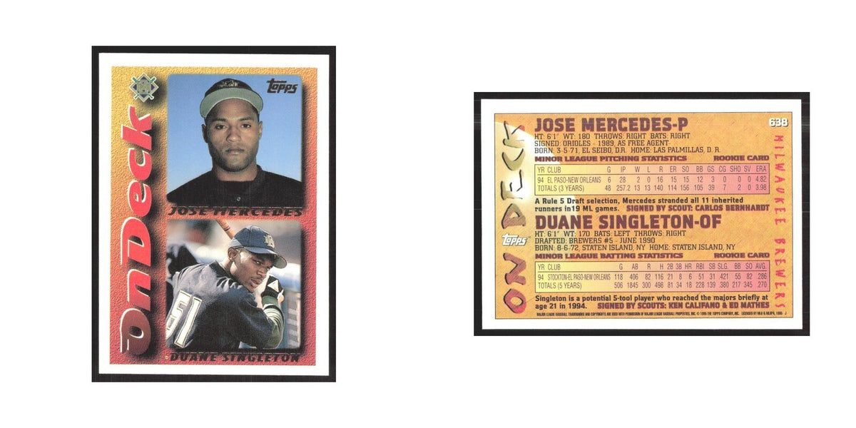 1995 Topps Jose Mercedes/Duane Singleton Brewers #638