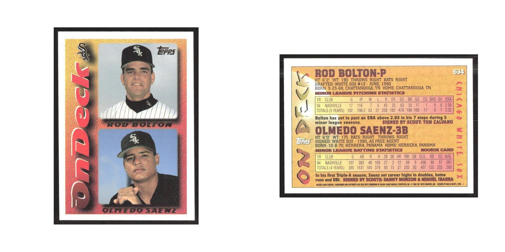 1995 Topps Rod Bolton/Olmedo Saenz White Sox #634