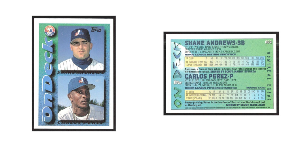 1995 Topps Shane Andrews/Carlos Perez Montreal Expos #652