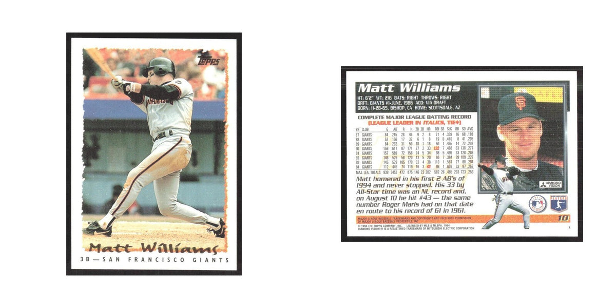1995 Topps Matt Williams Giants #10