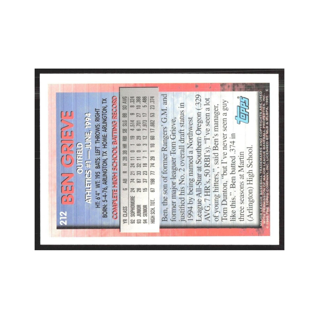 1995 Topps Ben Grieve Athletics #212