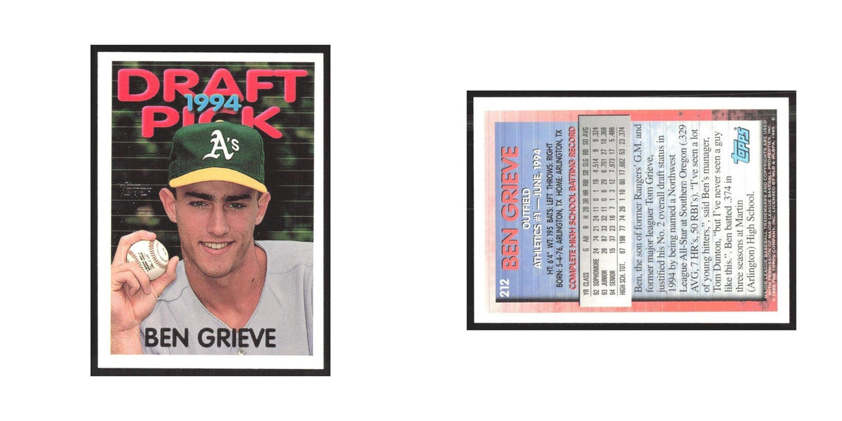 1995 Topps Ben Grieve Athletics #212