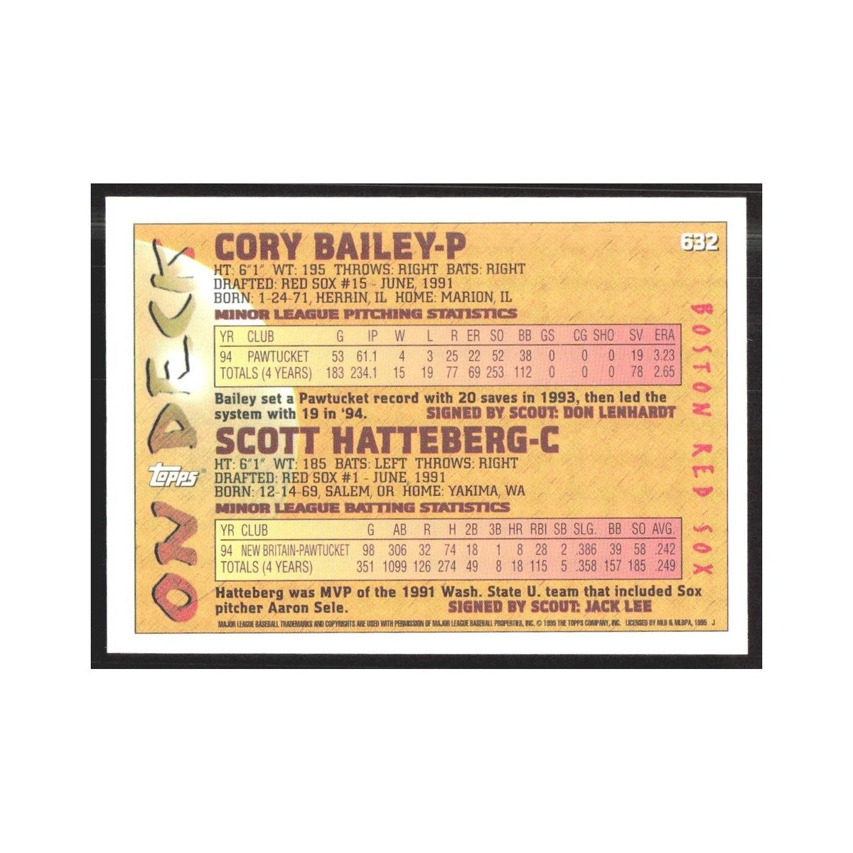 1995 Topps Cory Bailey/Scott Hatteberg Red Sox #632