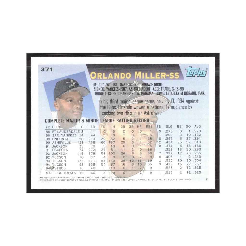 1995 Topps Orlando Miller Astros #371