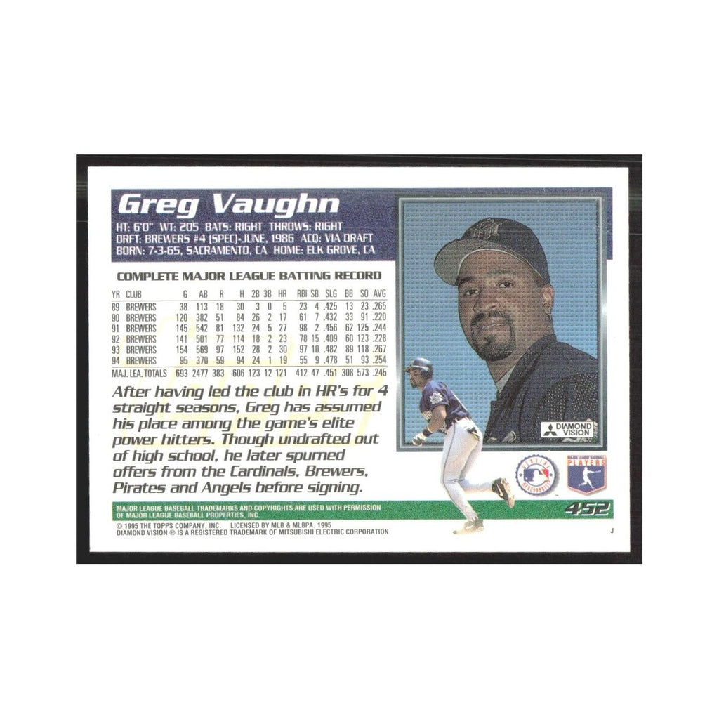 1995 Topps Greg Vaughn Brewers #452