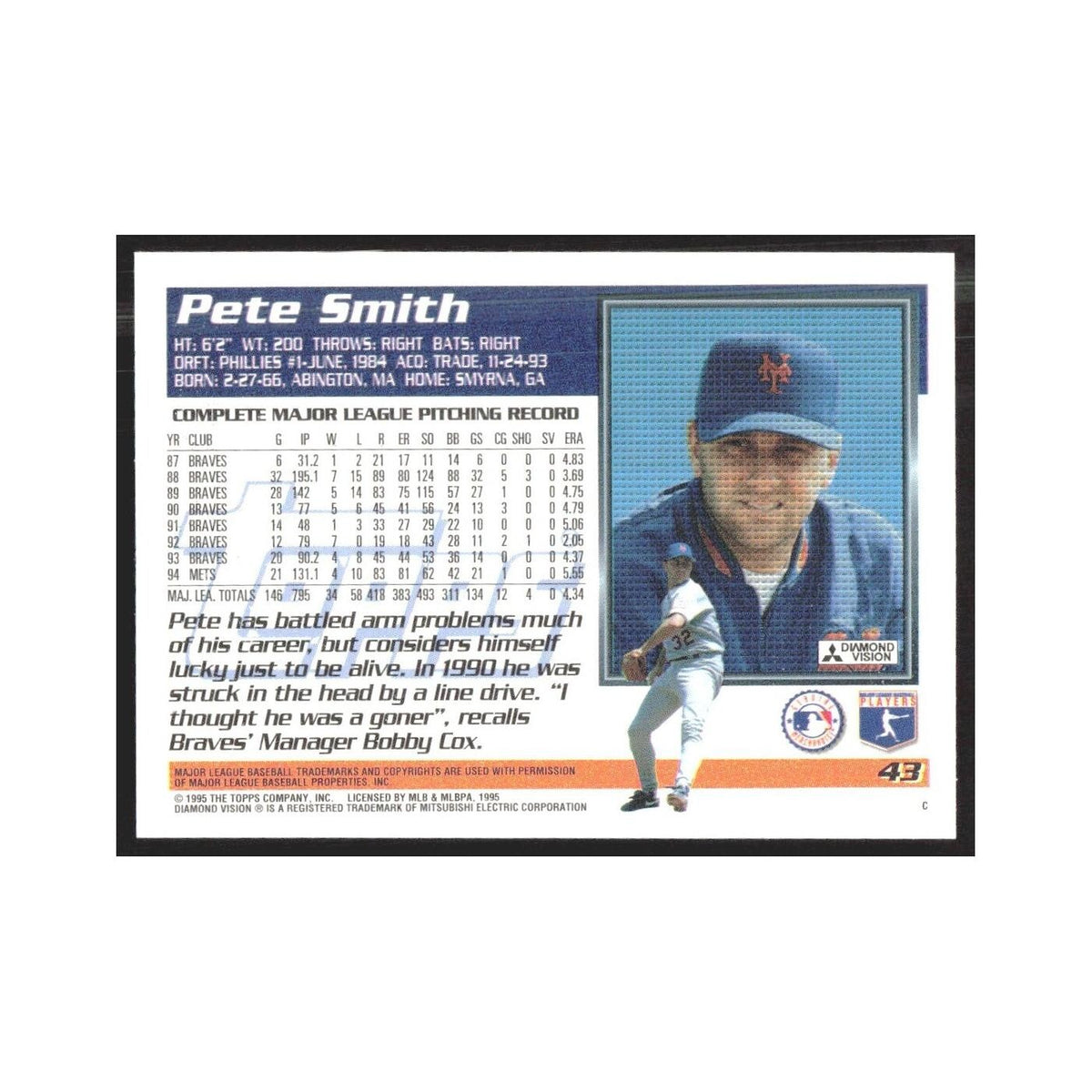 1995 Topps Pete Smith Mets #43