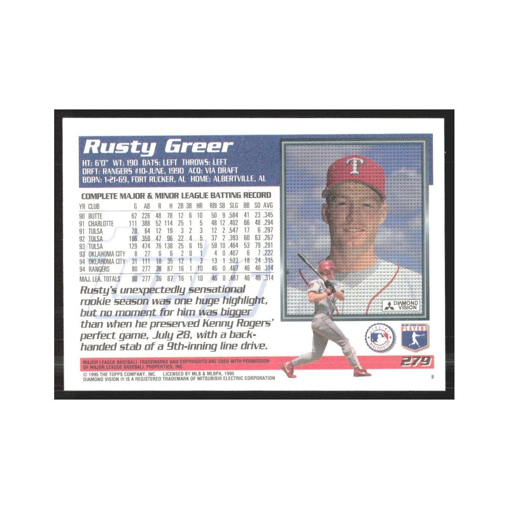 1995 Topps Rusty Greer Rangers #279
