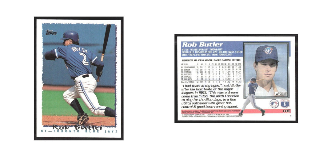 1995 Topps Rob Butler Blue Jays #116