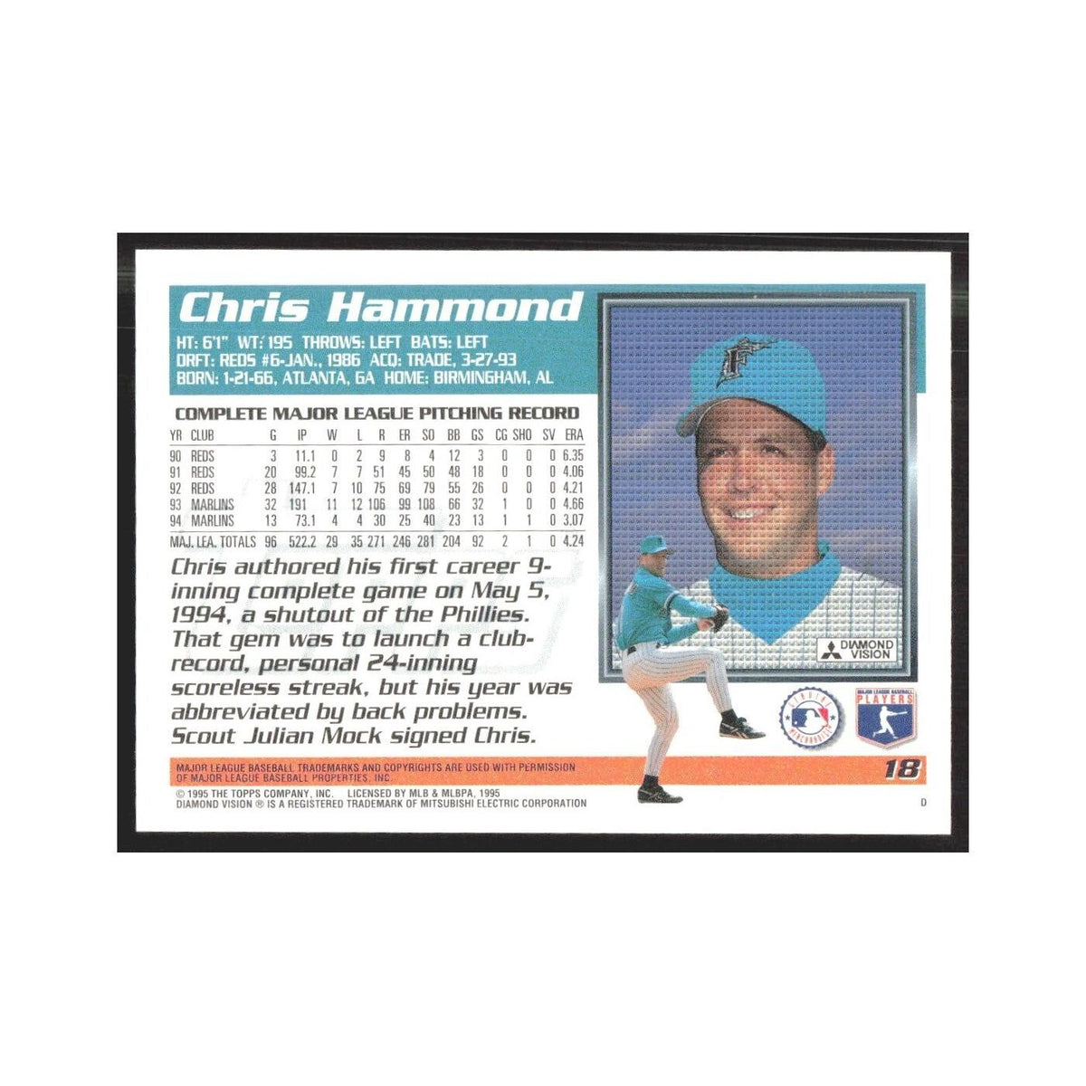 1995 Topps Chris Hammond Florida Marlins #18