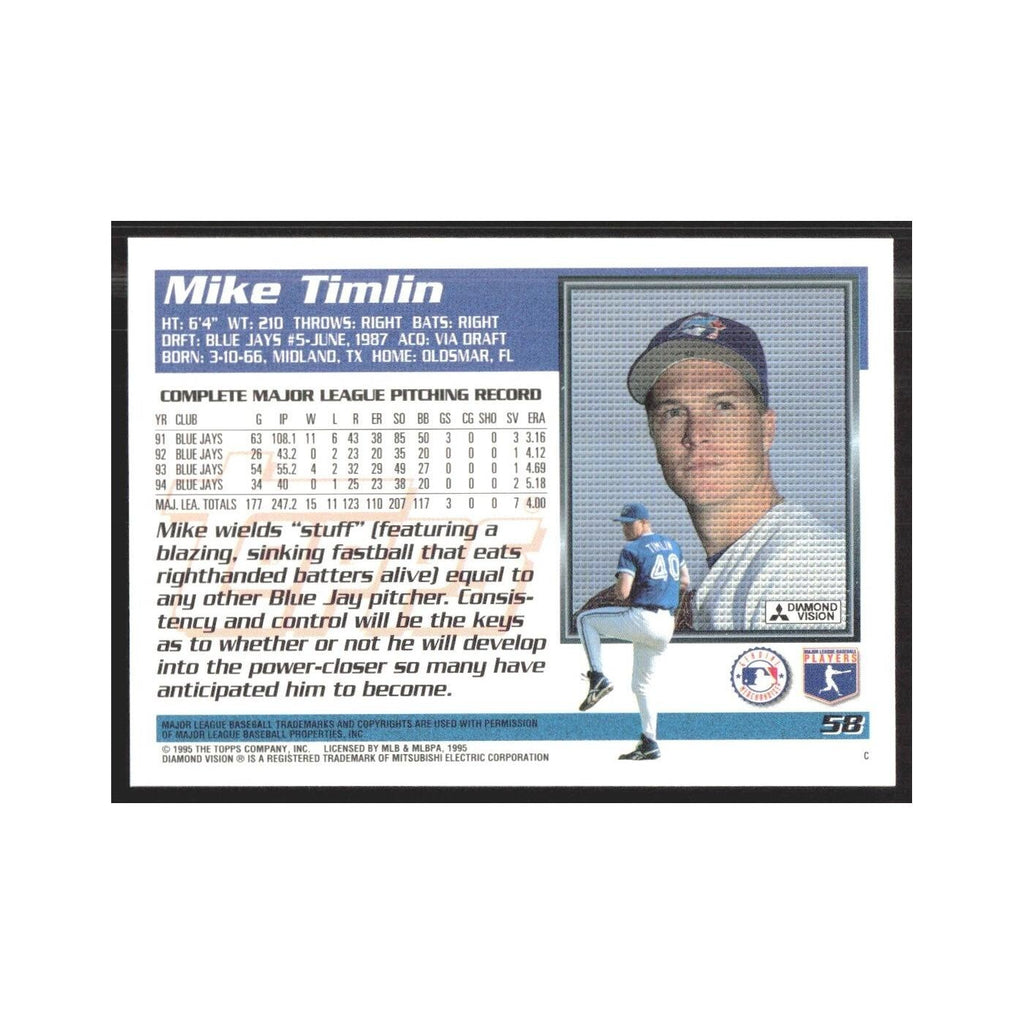 1995 Topps Mike Timlin Blue Jays #58