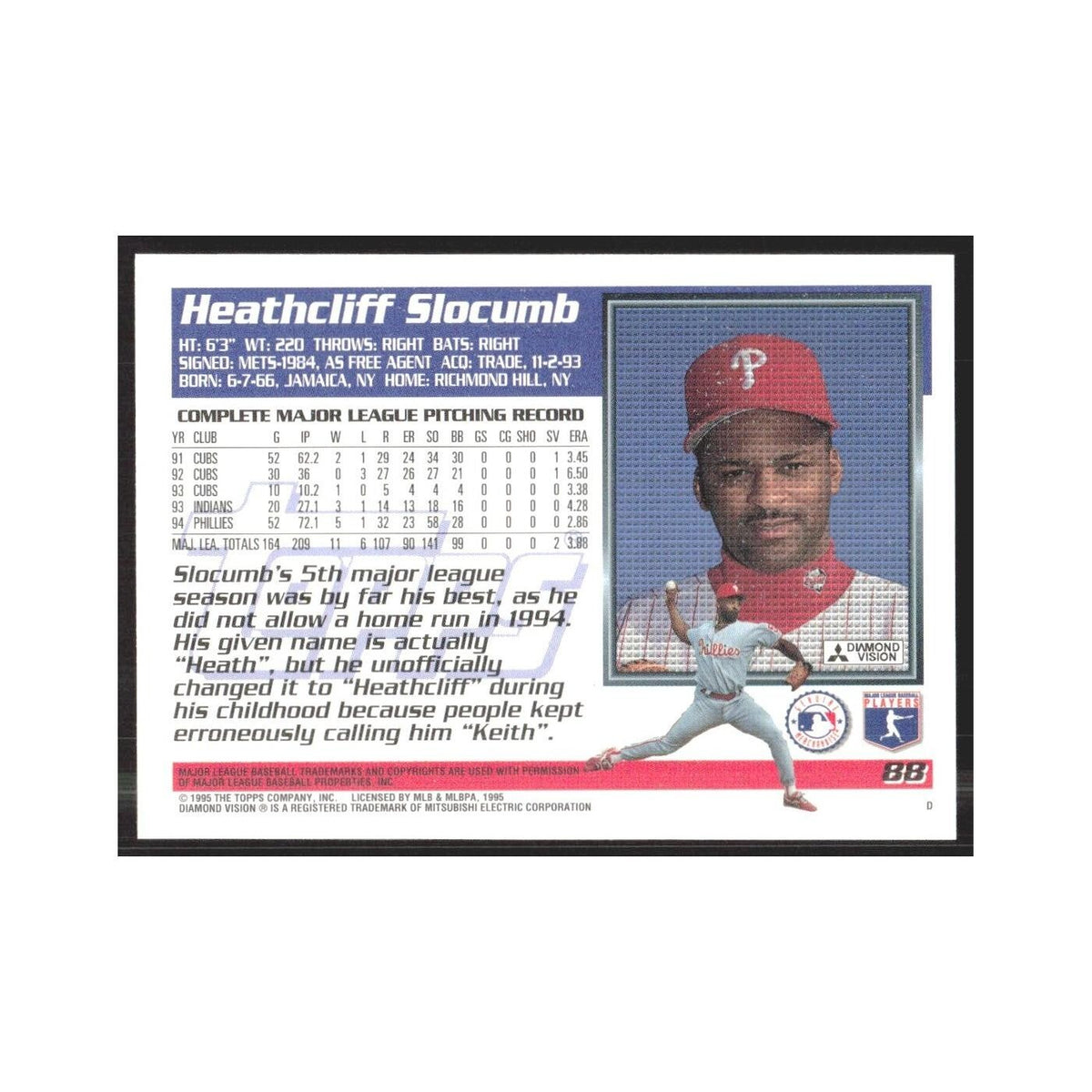 1995 Topps Heathcliff Slocumb Phillies #88