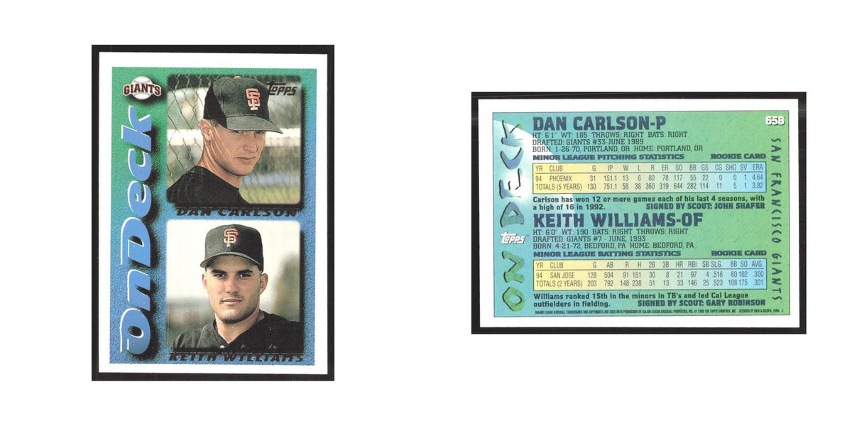 1995 Topps Dan Carlson/Keith Williams Giants #658