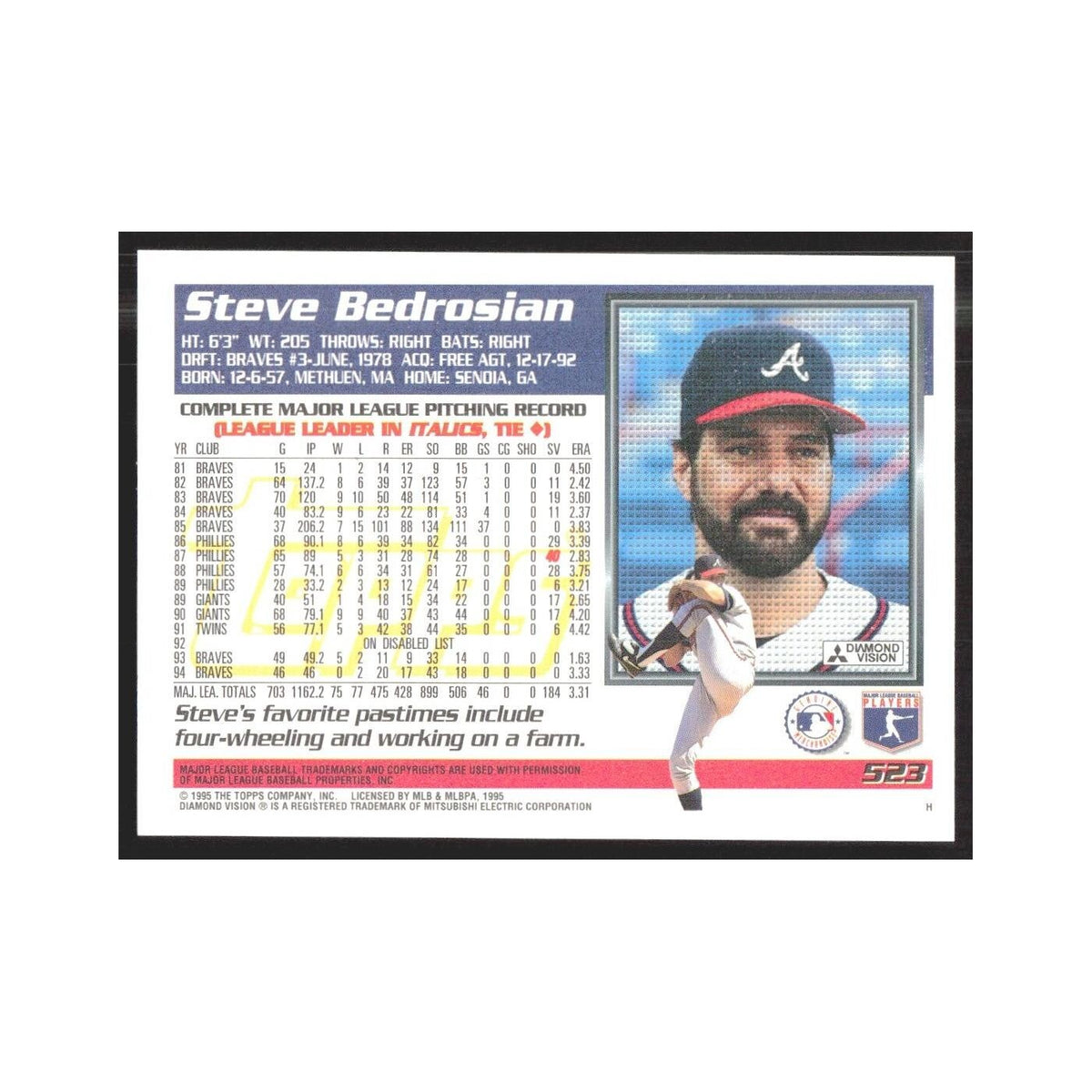 1995 Topps Steve Bedrosian #523