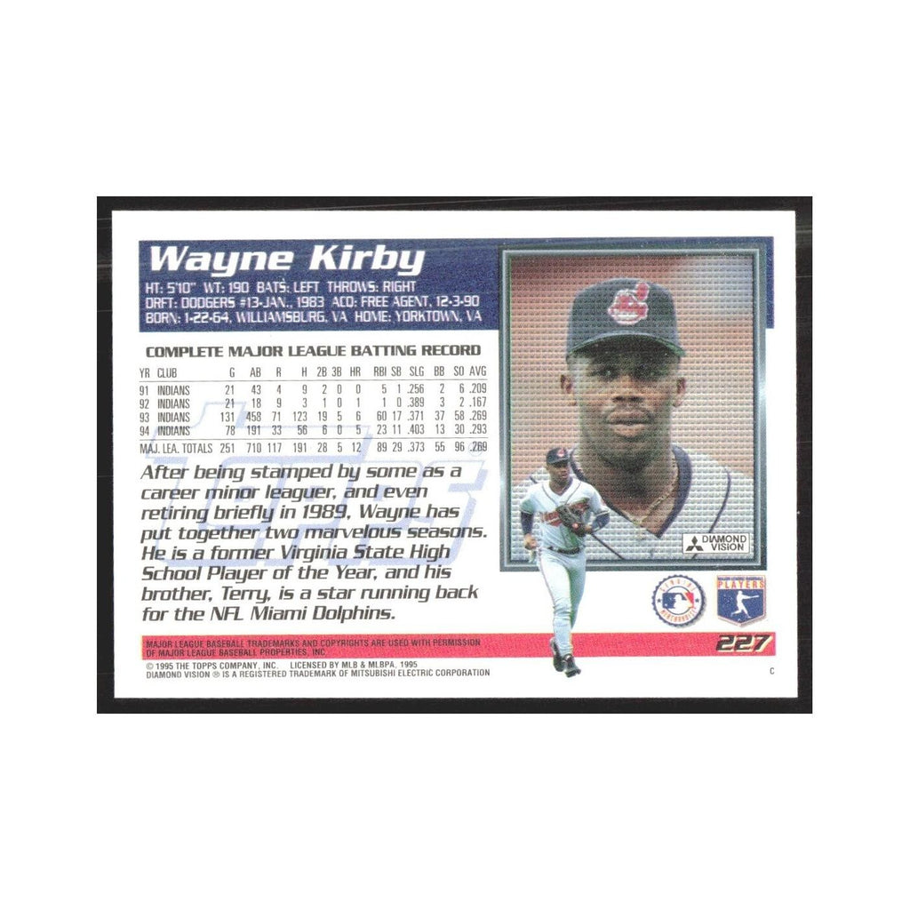 1995 Topps Wayne Kirby Indians #227