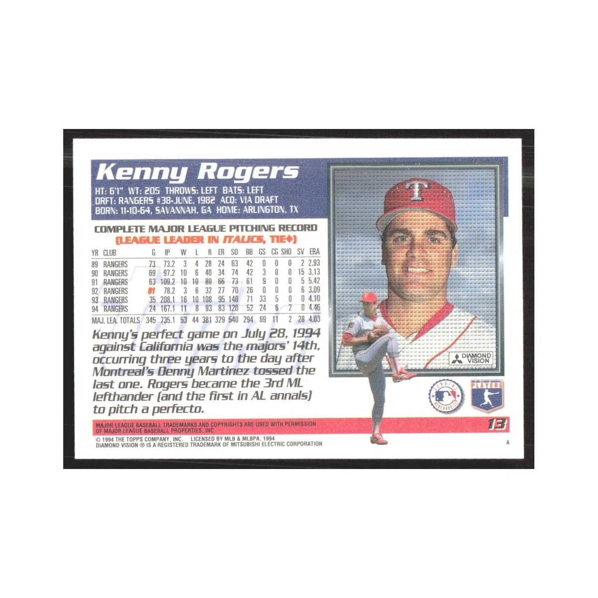 1995 Topps Kenny Rogers #13
