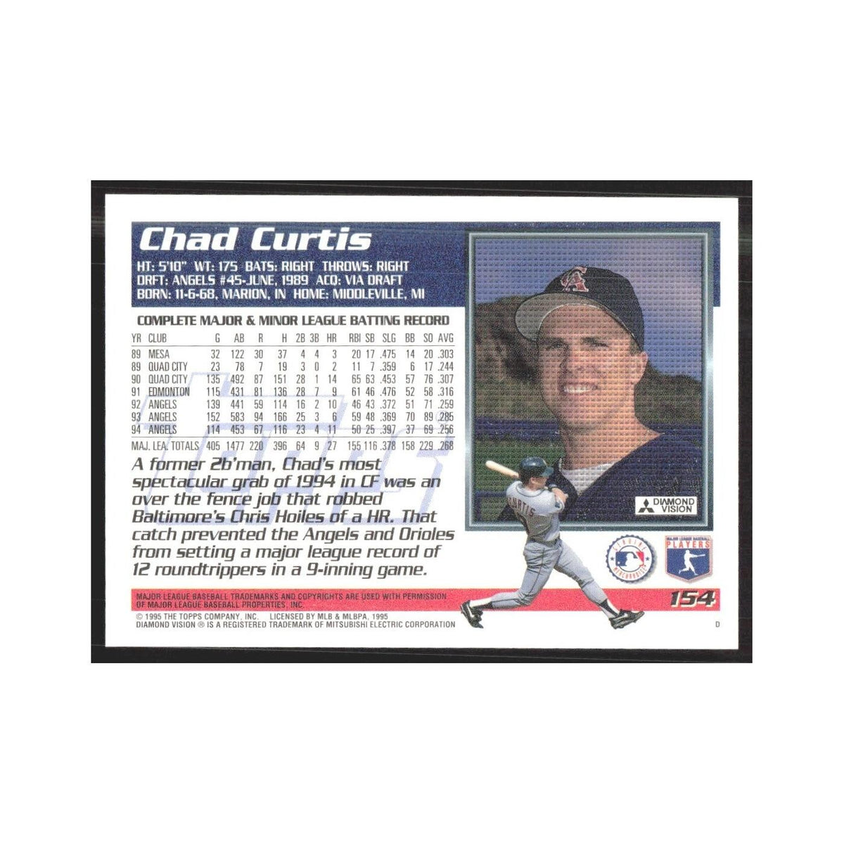 1995 Topps Chad Curtis Angels #154