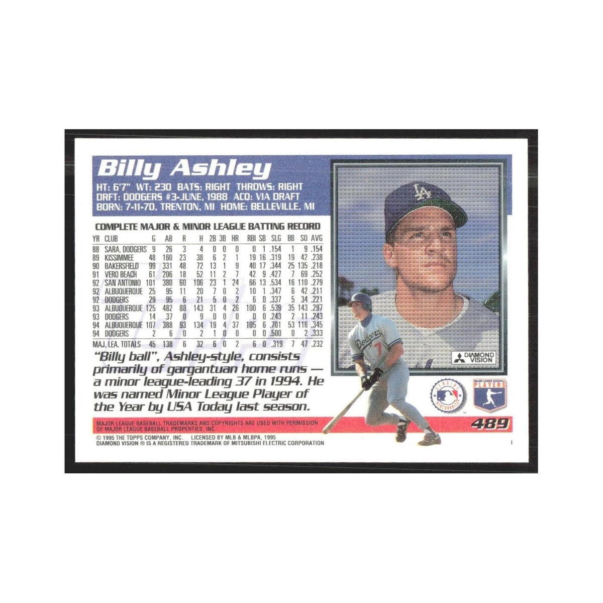 1995 Topps Billy Ashley #489