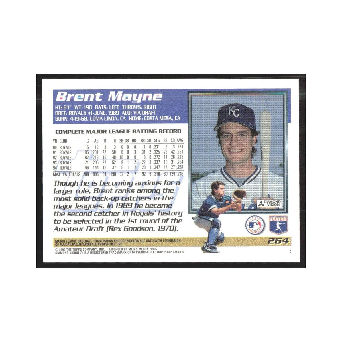 1995 Topps Brent Mayne Royals #264