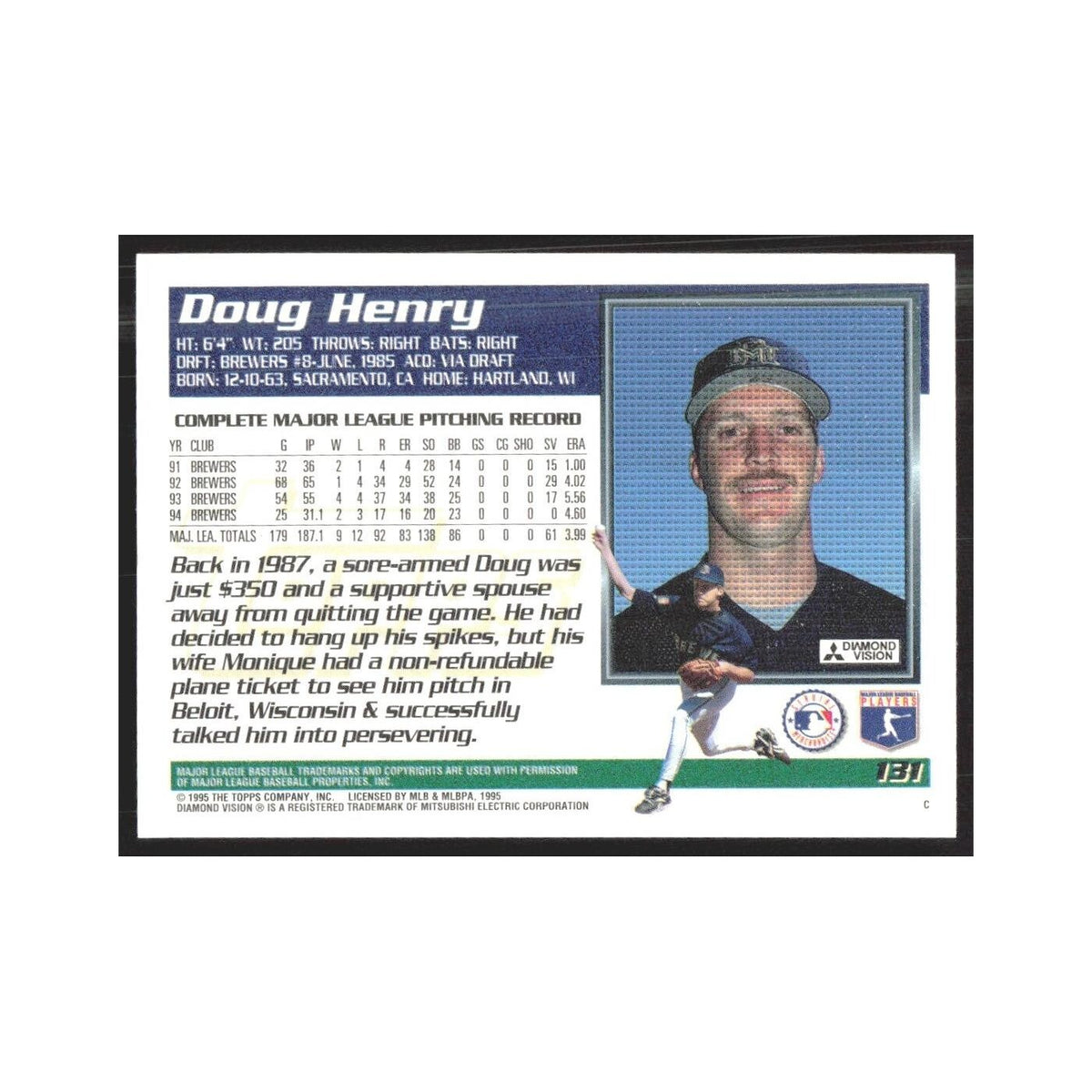 1995 Topps Doug Henry #131