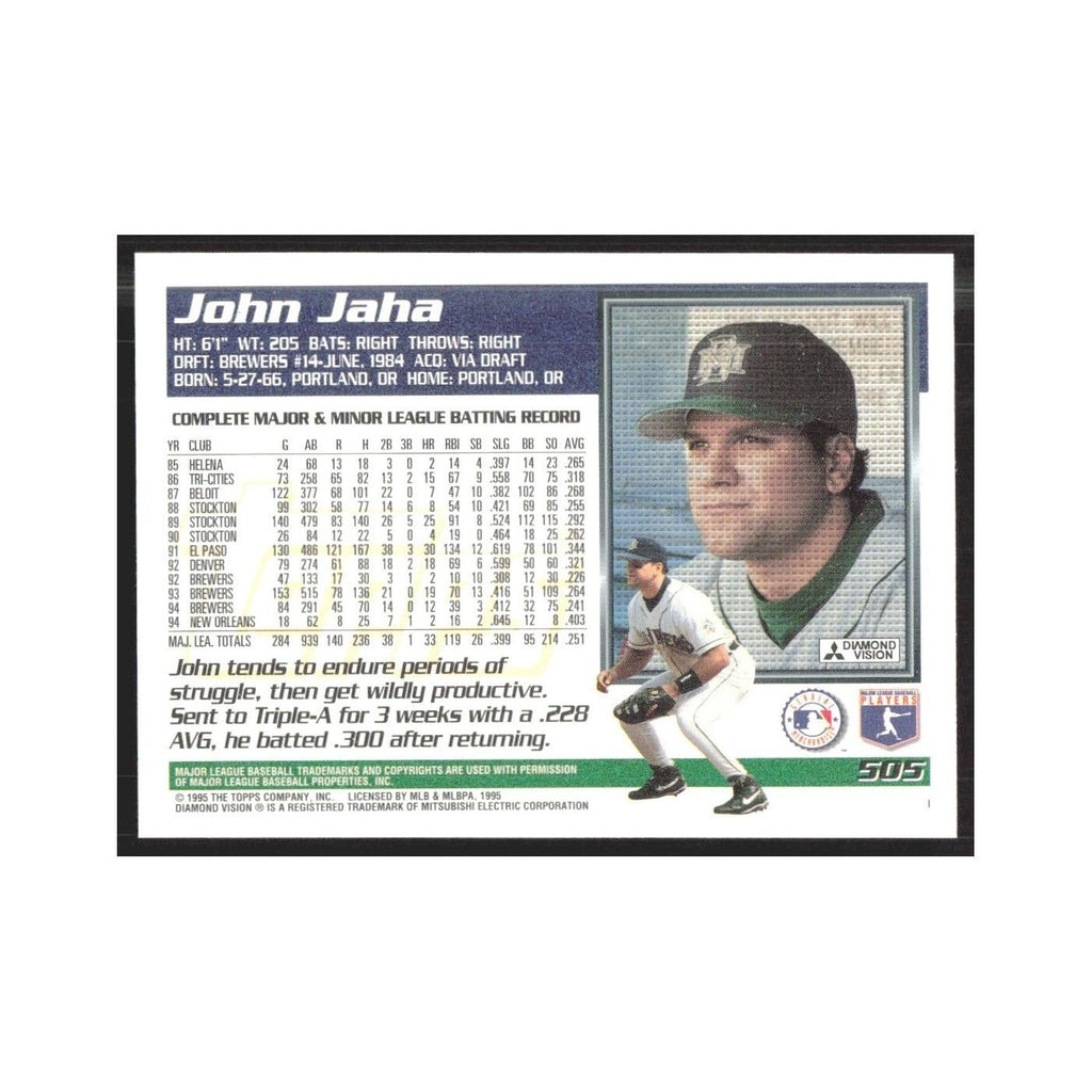 1995 Topps John Jaha Brewers #505